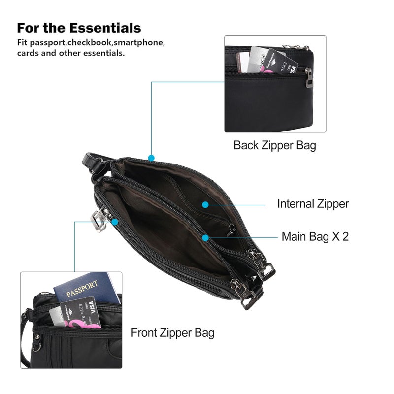 MINICAT Multiple Pockets Small Crossbody Purse Cell Phone Purse Shoulder Bags for Women Cross Body Bag for Woman(Black Small) - Image 3